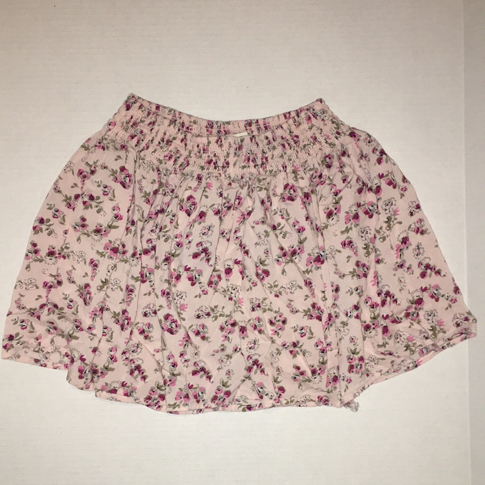 Abercrombie kids Pink Floral Smocked Waist Mini Skirt
